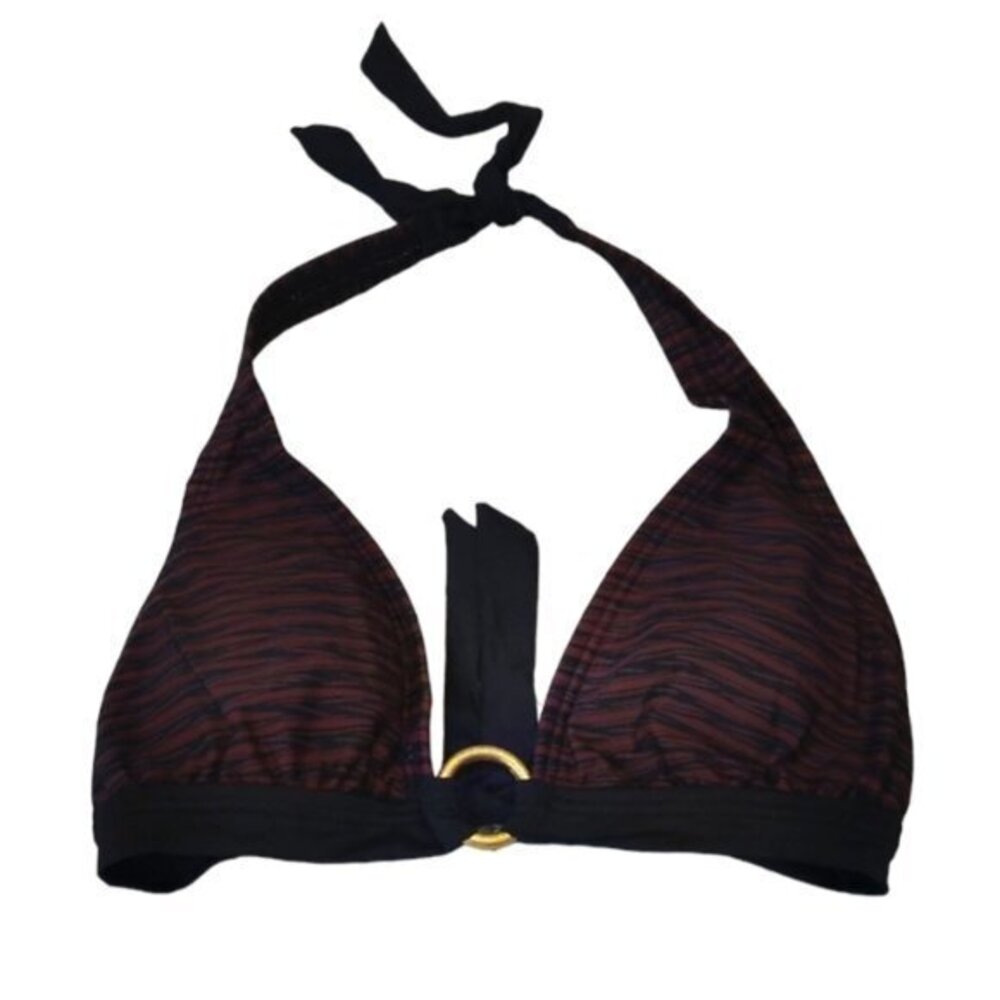 Swim Systems Black Maroon Bikini Top Swimsuit Size Small NWT #7318
